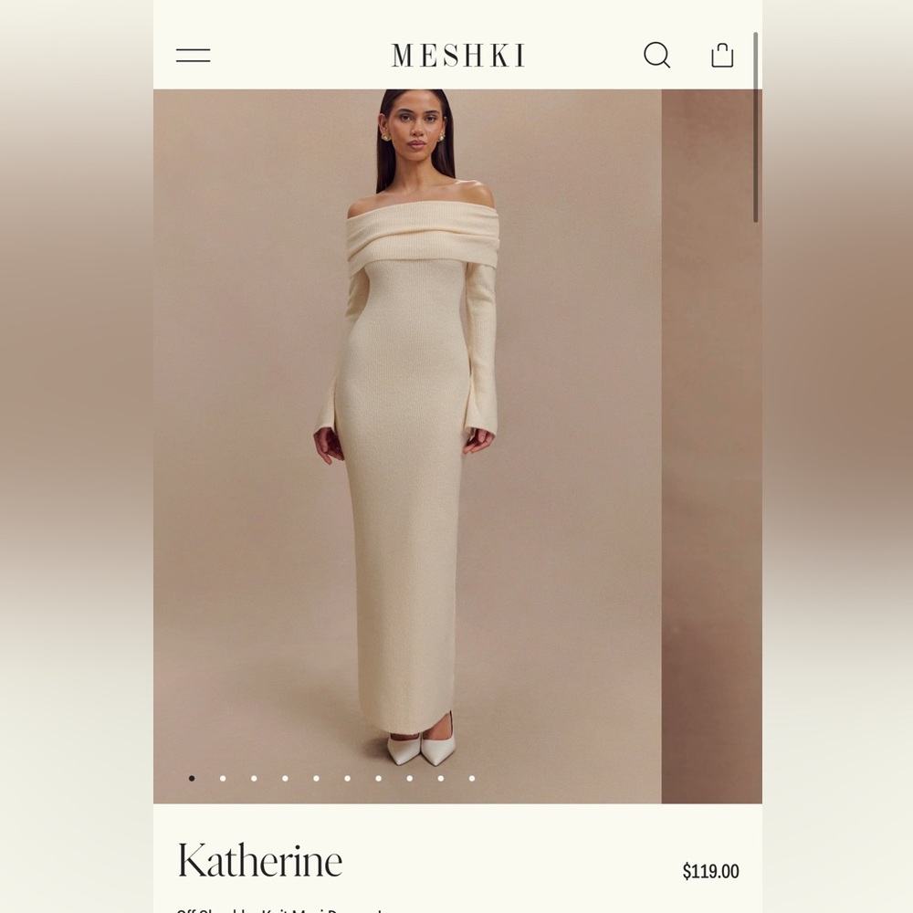 NWT MESHKI Katherine Off Shoulder Knit Maxi Dress
